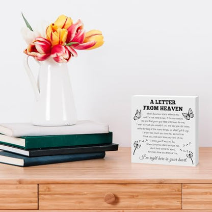Bereavement Gift Wooden Block Sign Sympathy Memorial Gift for Loss of Mom Dad Grandma Grandpa Husband Wife Sister Brother Condolence Remembrance Table Decor Desk Decor Sign