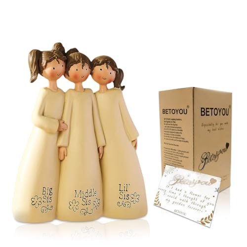 Bestie Birthday Gifts for Women - Guardian Angel Figurines, 3 Sisters Statue Hand-Painted Gift for Girls, Birthday Christmas Celebrates Friendships Among Women, Memorial Graduation Decorations - color: 3 Sisters