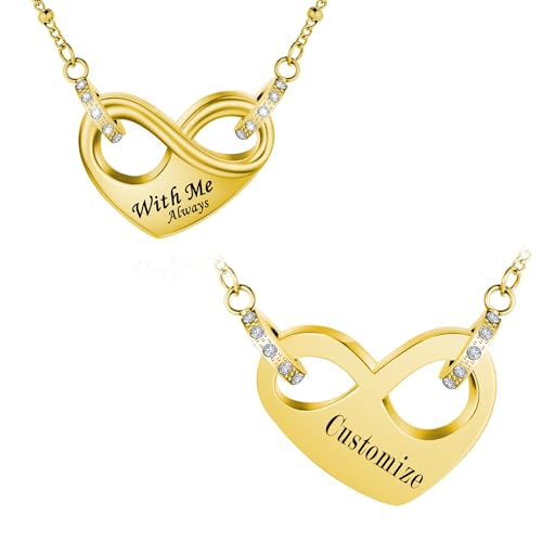 Dletay Infinity Cremation Urn Necklace for Ashes Heart Ash Necklace for Women Memorial Cremation Jewelry Ash Holder - color: Gold-Custom