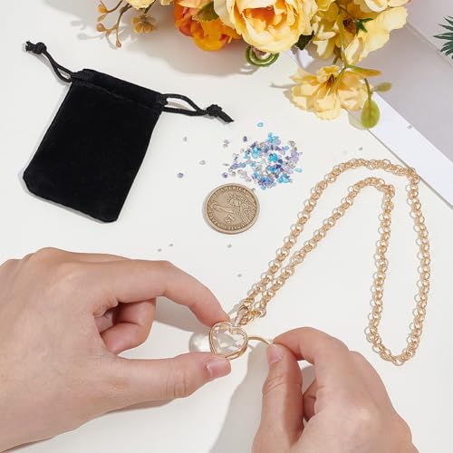 NBEADS Locket Pendant Necklaces, Memory Locket Charms Brass Floating Memory Necklace - style: Heart
