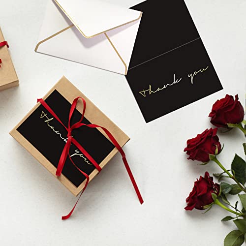 40 Thank You Cards, Black and Gold Foil Thank You Cards Bulk, All Occasions Thank You Note Card with Envelopes & Stickers, Wrapped with Sturdy Box, Great for Wedding, Baby Shower, Bridal Shower, Etc -