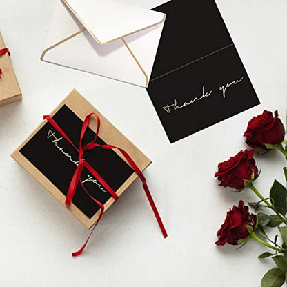 40 Thank You Cards, Black and Gold Foil Thank You Cards Bulk, All Occasions Thank You Note Card with Envelopes & Stickers, Wrapped with Sturdy Box, Great for Wedding, Baby Shower, Bridal Shower, Etc -
