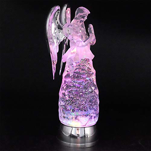 Wondise Color Changing Angel Lighted Snow Globe Water Lamp with 6H Timer - color: 11” Angel Prayer