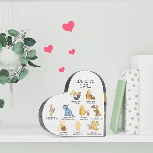 Winnie Inspirational Decor, Christian Religious Gifts for Women, Winnie Bible Verse Encouragement Presents for Sister Mom Friend, Home Office Desk Decor Acrylic Plaques - style: Winnie 001