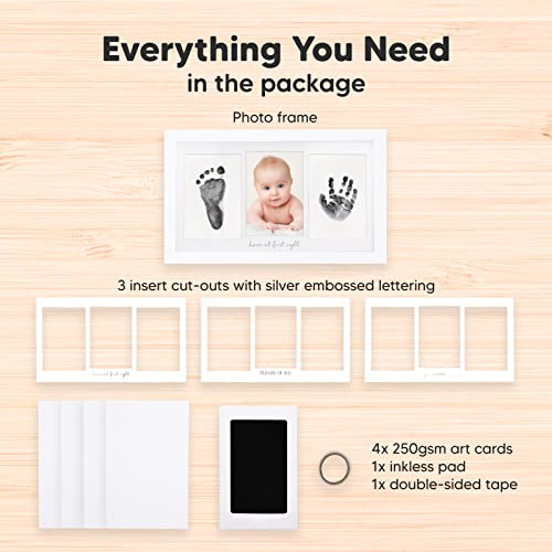 Inkless Hand and Footprint Kit, Boy Girl Newborn Keepsake (Alpine White) | No Mess Ink Pad for Baby Handprint, Clean Touch Paw Print Kit for Dog Picture Frame, Personalized Baby Christmas Shower Gifts - color: Alpine White