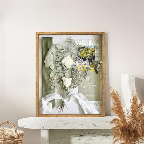 Large Shadow Box Frame 16x20 Display Case, Wood Wedding Bouquet Memory Box - color: Carbonized Black, size: 16"x20" (40.6x50.8 cm)