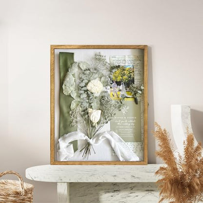 Large Shadow Box Frame 16x20 Display Case, Wood Wedding Bouquet Memory Box - color: Carbonized Black, size: 16"x20" (40.6x50.8 cm)