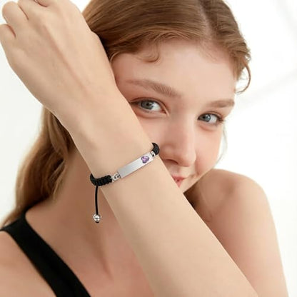 zeqingjw Vertical Bar Urn Bracelet for Ashes for Women Men Stainless Steel Cremation Jewelry Braided Rope Adjustable Keepsake Bracelets of Loved Ones Ash Holder Memorial Gift - color: Silver-Purple