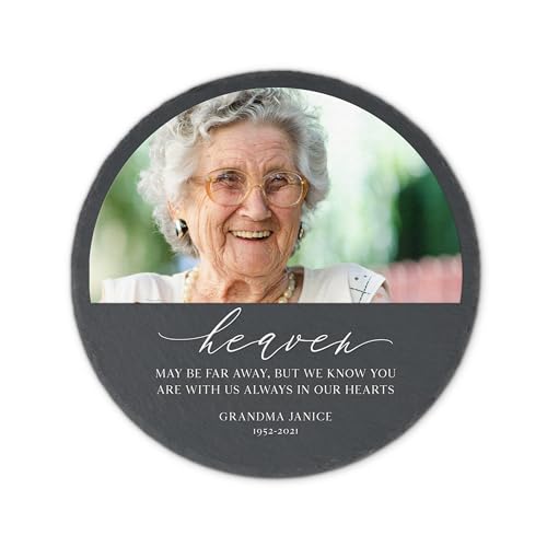 Weddingstar Custom Photo Printed 9 ⅞" Round Black Slate Garden Stone - Memorial - color: Memorial
