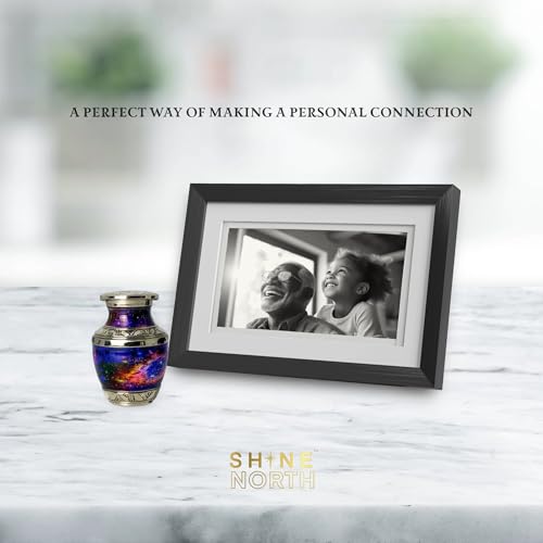 Helix Nebula Small Keepsake Urn for Human Ashes – Mini Brass Cremation Urn with Threaded Lid and Velvet Gift Box – Decorative Galaxy Memorial Keepsake - size: Small