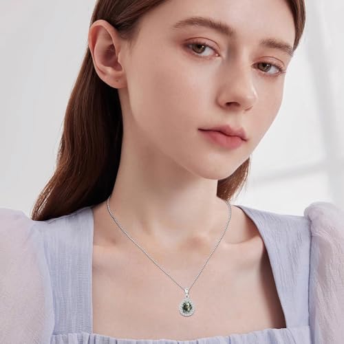 Urn necklace for Ashes 925 Sterling Silver Opal/Turquoise/Moonstone/Moss agate Pendant Cremation Memory Jewelry Keepsake Gifts for Women - style: Moss Agate