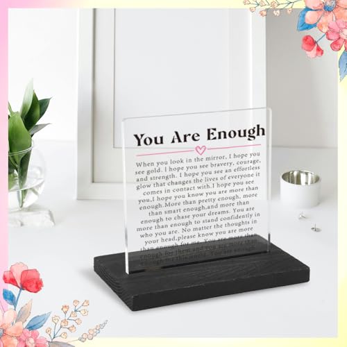 Encouragement Gifts for Women, Get well Soon Gifts for Women, Motivation Gift for Woman, Modern Transparent Acrylic Desk Plaque with Inspirational Quotes, 10 x 10 x 1.5 cm,XXY120 - style: Woman