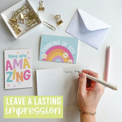 Hadley Designs Thinking of You Cards with Envelopes - 24 Hello Greeting Cards Thinking of You Card for Men & Women Bulk, Blank Encouragement Card for Kids, Just Because Cheerful Encouraging Notecards - style: Kids