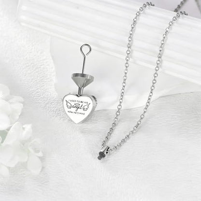 Family Members Urn Necklace for Ashes 925 Sterling Silver Angel Wings Heart Cremation Memorial Keepsake Pendant Jewelry for Loved One's Ashes, with 18" + 2" Stainless Steel Chain - style: Heart-Son