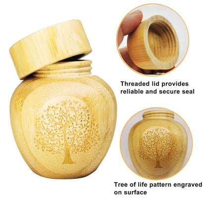 Mini Scattering Urns for Human Ashes, 2.1''x2.6'' Biodegradable Tubes with Tree of Life Pattern Engraved (Set of 2) - size: Mini,2.1''x2.5'',2 Pcs