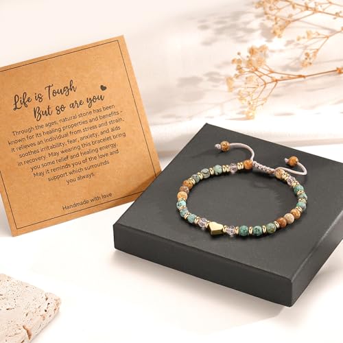 yupoxiu Natural Stone Bracelets - Inspirational Birthday Gifts for Women | Thinking of You & Get Well Soon Gifts for Women, Unique Jewelry Gift for Friend, Sister, Her - style: A-Life is tough