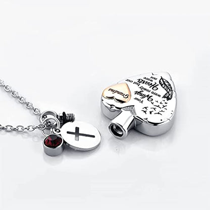Heart Urn Necklace for Ashes Cremation Memorial Keepsake Jewelry for Loved Ones -Your Wings were Ready My Heart was Not - style: Paw Print-Uncle