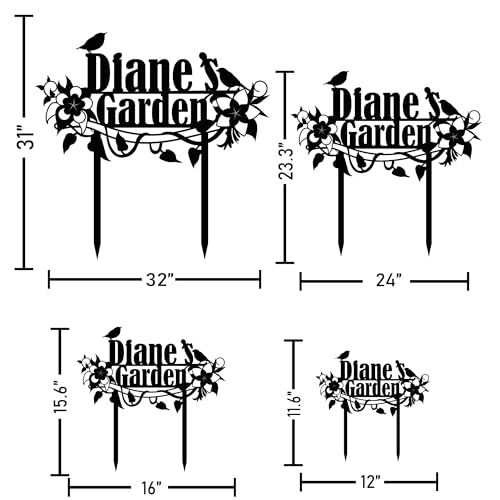 Personalized Flower and Bird Metal Garden Stake, Bird Garden Sign, Custom Flower Yard Decor, Mom's Garden Gift, Gardener Family Name Sign, Patio Home Gift, Yard Art, Housewarming Gift - color: Cstmdesign15