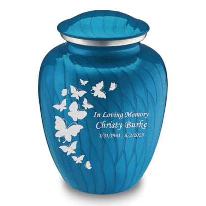 Geturns Embrace Adult Custom Butterfly Cremation Urns for Human Ashes I Pearl Racing Blue Large Funeral Urn for Female and Male I 200 lbs (Pearl Racing Blue) - color: Pearl Racing Blue