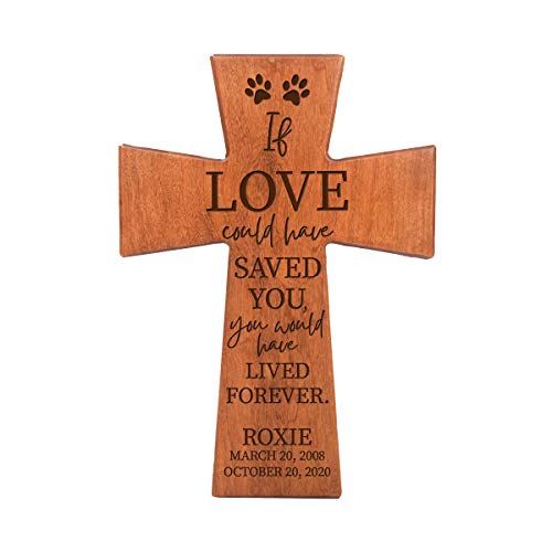 LifeSong Milestones Custom Pet Memorial Wooden Cross 7x11 If Love Could Condolence Funeral Remembrance in Loving Memory Bereavement Gift for Loss of Beloved pet (Cherry) - color: Cherry