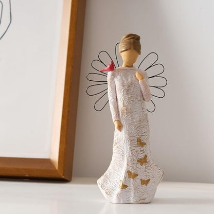 Sympathy Angel Figurines for Loss of Loved Ones Angel Statues | Home Decor Serenity Prayer Gifts for Women Resin Sculpted Hand-Painted Figure Bereavement Gift Praying Hands Statue - style: Sympathy Angle( Cardinal Style)