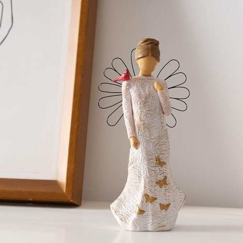 Sympathy Angel Figurines for Loss of Loved Ones Angel Statues | Home Decor Serenity Prayer Gifts for Women Resin Sculpted Hand-Painted Figure Bereavement Gift Praying Hands Statue - style: Sympathy Angle( Cardinal Style)