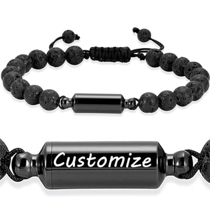Oinsi Lava Rock Bracelet With Tube Memorial Urn Jewelry For Ashes Of Loved Ones Keepsake Cremation Bracelet Women Men Adjustable Length - color: A-Customize