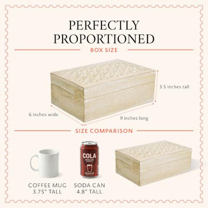 Mela Artisans Trellis Mango Wood Storage Box - Whitewash, 9x6 in - color: Whitewash, size: Large