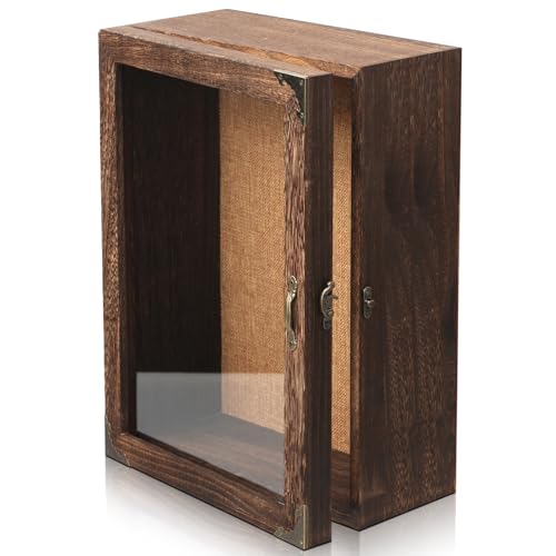 Shadow Box Frame 12x16, 4.7 inches deep, Display Case with Removable Shelves & 6 Compartments, Large Memory Box for Photos, Keepsakes, Wedding, Collectibles - color: 11x16 Carbonized