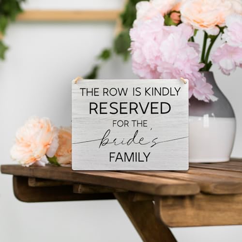 Ryeolo Reserved Row Signs for Wedding - Wooden Hanging Signs, 10.2x7.8 Inch (Brides Family) - color: Brides Family