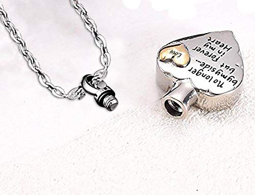 PREKIAR Heart Cremation Urn Necklace for Ashes Angel Wing Jewelry Memorial Pendant and 12 PCS Birthstones No Longer by My Side But Forever in My Heart - color: Love