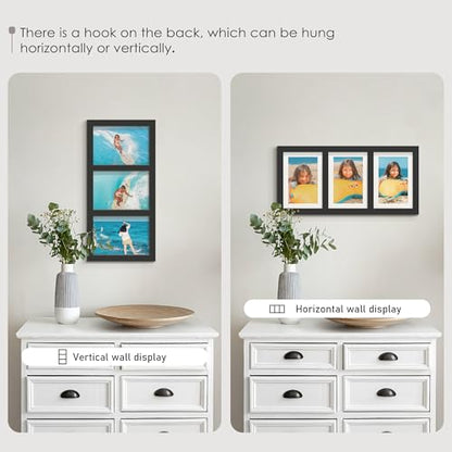 DUENPY 5x7 Collage Frame Holds 3 4x6 Photos Black - color: Black, size: 8x16.6 (4x6 or 5x7 opening)