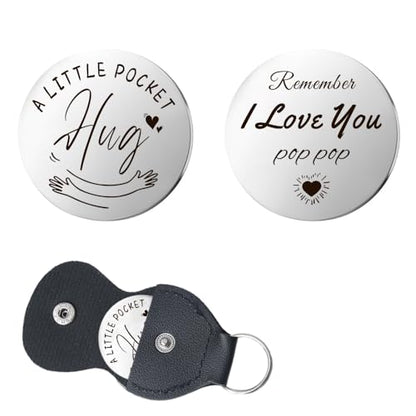 YALLNASL Grandma Aunt Mom Mothers Day Gift for Women Wife Grandpa Uncle Dad Fathers Day Presents for Men Husband Pocket Token - color: Love U Pop Pop