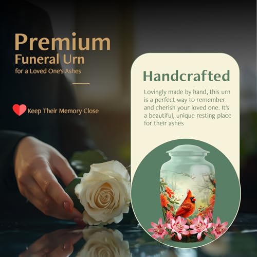 Cardinal Urns for Human Ashes -Large Urn for Human Ashes Adult Female | Red Cardinal Bird Urns - Cremation Urns for Adult Woman 10inch and 200 Cubic Inches - color: Funeral Cardinal Bird