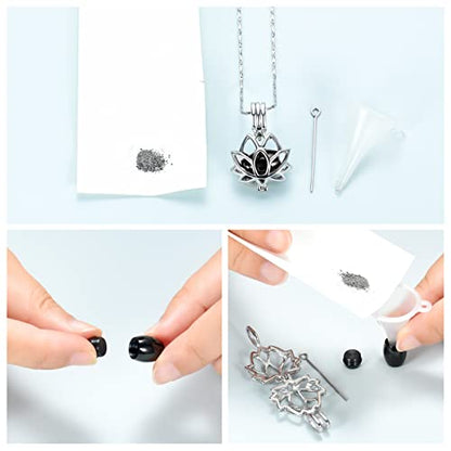 Imrsanl Cremation Jewelry for Ashes - Lotus Flower Ashes Pendant Necklace with Mini Keepsake Urn Memorial Ash Jewelry - color: Lotus-Black
