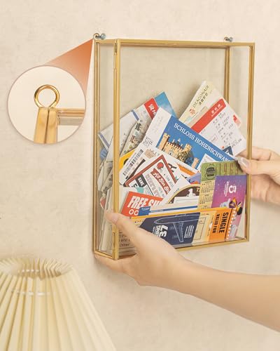 8x10 Travel Shadow Box Frame with Slot on Top, Glass Shadow Boxes Display Case for Loading Memories, Shadow Keepsake Box for Tickets, Wine Bottle Caps, Shells, Stamps and More