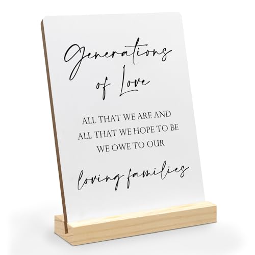 Wedding Table Decor, Generations of Love Sign, Wedding Accessories for Reception Wood Plaque, Loving Families WeddingWooden Plaque with Wood Stand for Bachelorette Event WeddingDecor, 5x7 inch - color: generations, size: 5x7 inch