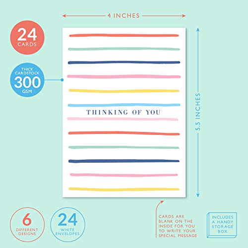 Sweetzer & Orange Thinking of You Cards with Envelopes, Set of 24 Boxed Greeting Cards, 300gsm Note Sheets, (120gsm) Envelopes. Just Because and Kindness designs (Pack of 2) - size: 4x5.5 inches (Pack of 2)