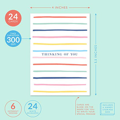 Sweetzer & Orange Thinking of You Cards with Envelopes, Set of 24 Boxed Greeting Cards, 300gsm Note Sheets, (120gsm) Envelopes. Just Because and Kindness designs (Pack of 2) - size: 4x5.5 inches (Pack of 2)
