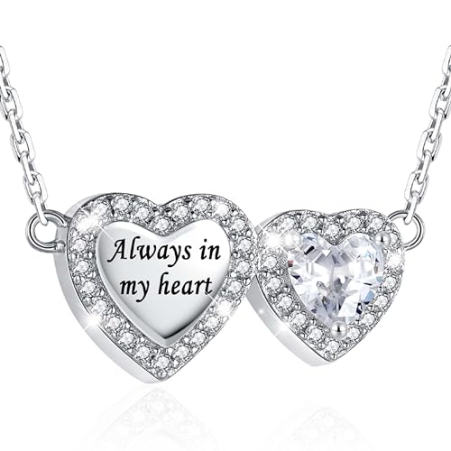 Sterling Silver Dual Infinity Urn Necklace for Women: Double Heart Cremation Necklaces Jewelry Hold Two Ashes - Infinity Memorial Keepsakes Pendant Jewelry Gifts for Loved Ones - color: Double-Heart