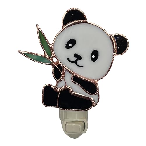Gift Essentials Panda Plug-in Night Light - Stained Glass Nightlight | Panda Stained Glass Plug-in Nightlight with On/Off Rocker Switch. Includes One 4-Watt Replaceable Warm-Glow Bulb. - color: Panda