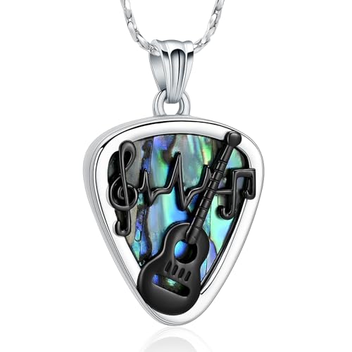 Imrsanl Guitar Pick Cremation Urn Necklace for Ashes - color: Abalone Shell-Guitar Pick