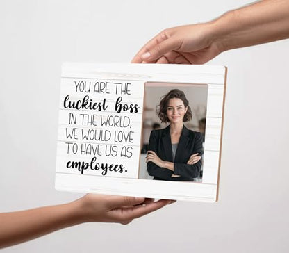 Boss Gifts Picture Frame,leader Gift for Women Men,You Are The Luckiest Boss Photo Frame,4 x 6 Inch Photo - color: Boss