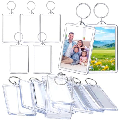 15Pcs Acrylic Photo Keychain Blanks, 2x3in Picture Insert Keychains Holder | For DIY Photo Gift, Clear Keychains
