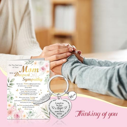 HOWAF On The Sad Loss of Your Mom Sympathy Card with Memorial Keyring, Thinking of You condolences card for Memorial Gift, Sympathy Gifts Loss of Mom