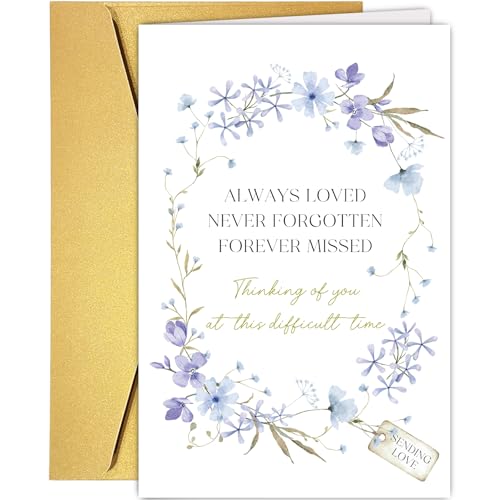 Supoeguk Forget Me Not Sympathy Card, Sympathy Card for Loss of Loved One, Bereavement Cards, Condolence Cards, Thinking of You at The Difficult Time - color: Sympathy