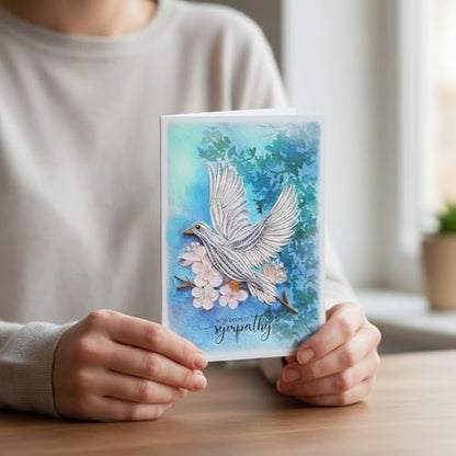 Dove Sympathy Card, Animal Thinking Of You, Condolence, Quilling Card for Him, Her, Friend and Love (Dove Sympathy) - color: Dove Sympathy