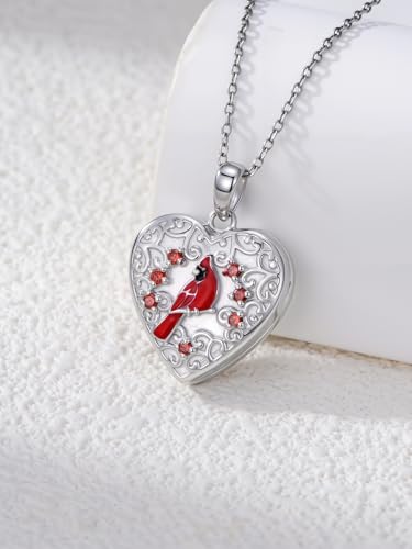 Dorunmo Personalized Locket Necklace 925 Sterling Silver that Holds Pictures Butterfly Birthstone Photo Heart Locket Custom Jewelry Congratulations New Beginnings New Job Gifts for Women - color: Cardinal, style: Only Locket