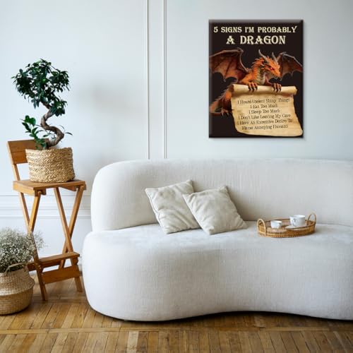 Funny Dragon Wall Art 5 Signs I'm Probably a Dragon Poster Wall Decor - color: Dragon