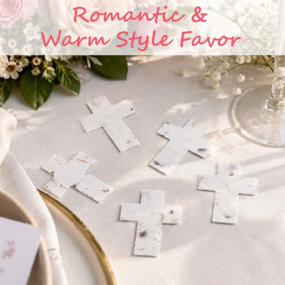 50 PCS Cross Shaped Handmade Flower Petal Papers for Wedding Guests Favors